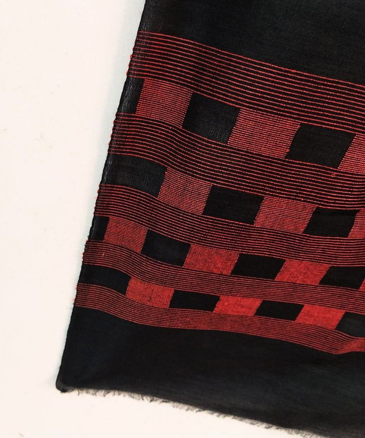 Black rust handwoven cotton jamdani stole