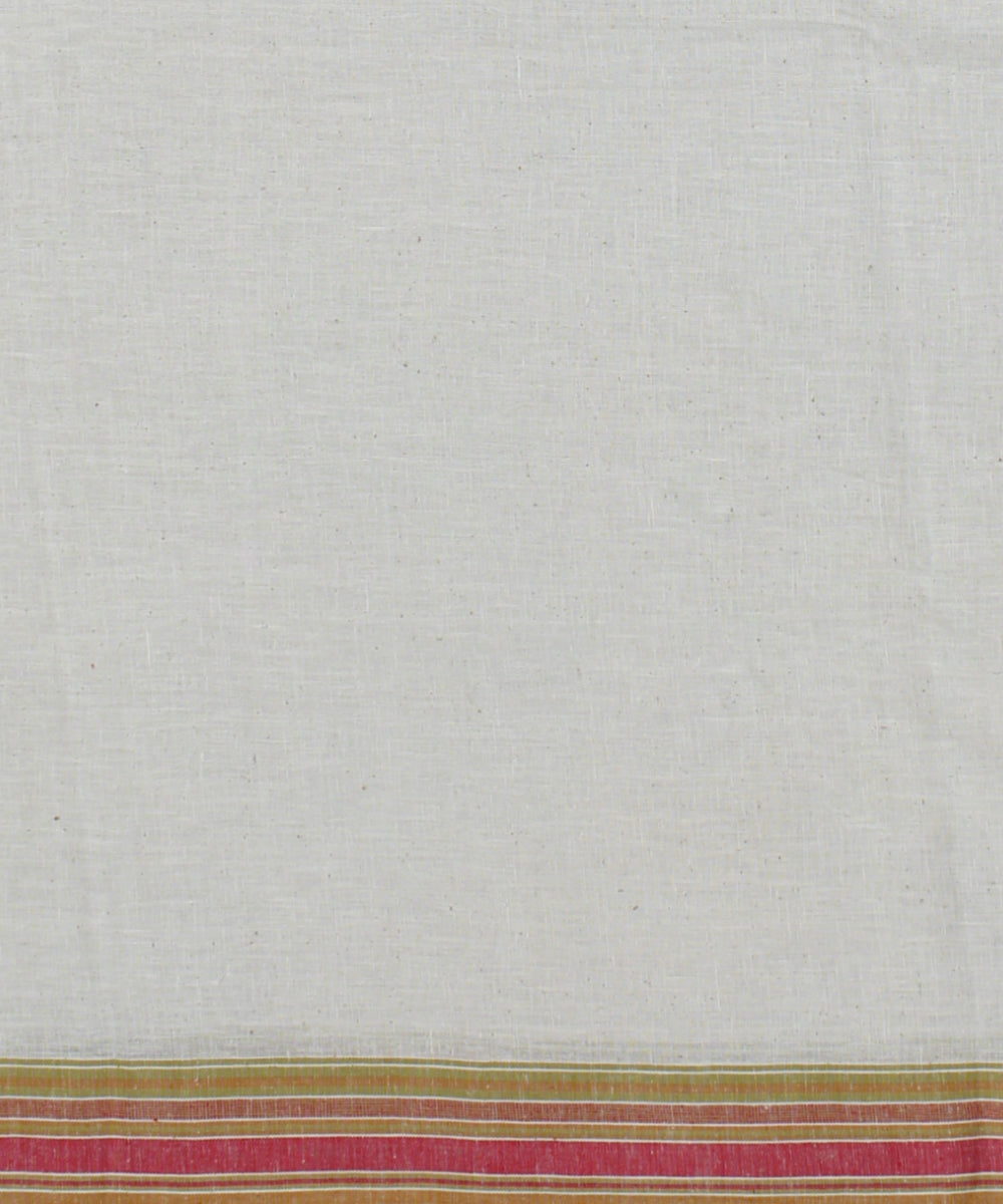 Off white multicolor fine cotton handloom bhujodi saree
