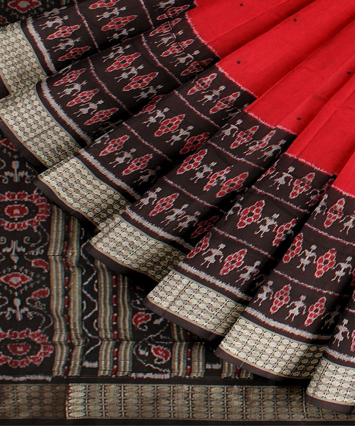 Red black silk handloom sambalpuri saree