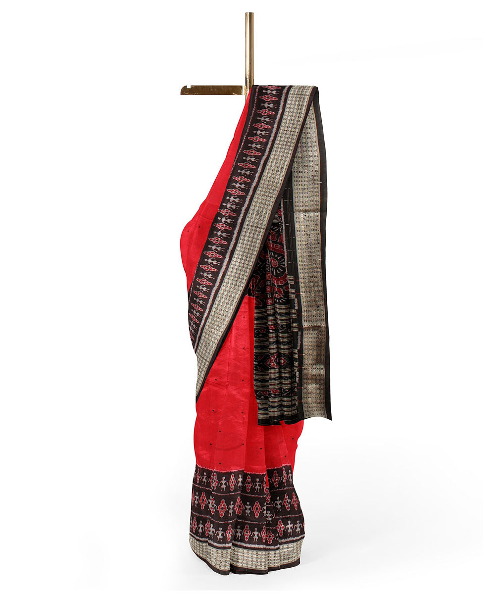 Red black silk handloom sambalpuri saree