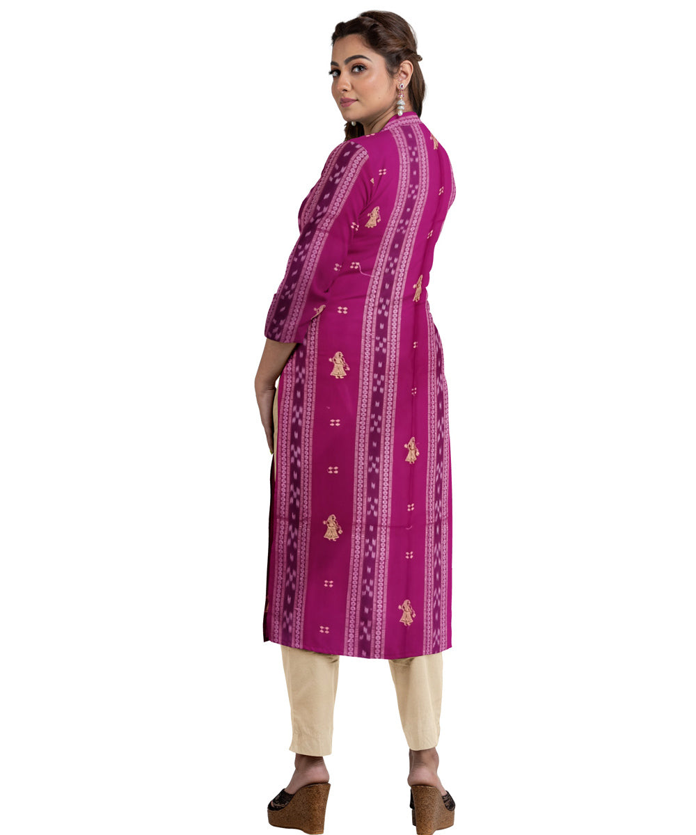 Purple beige handwoven cotton nuapatna dress material