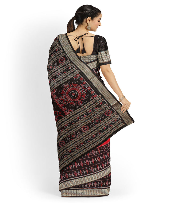 Red black silk handloom sambalpuri saree