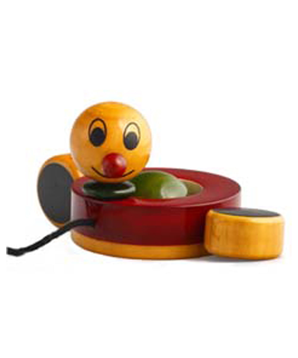 Red yellow wooden channapatna toy