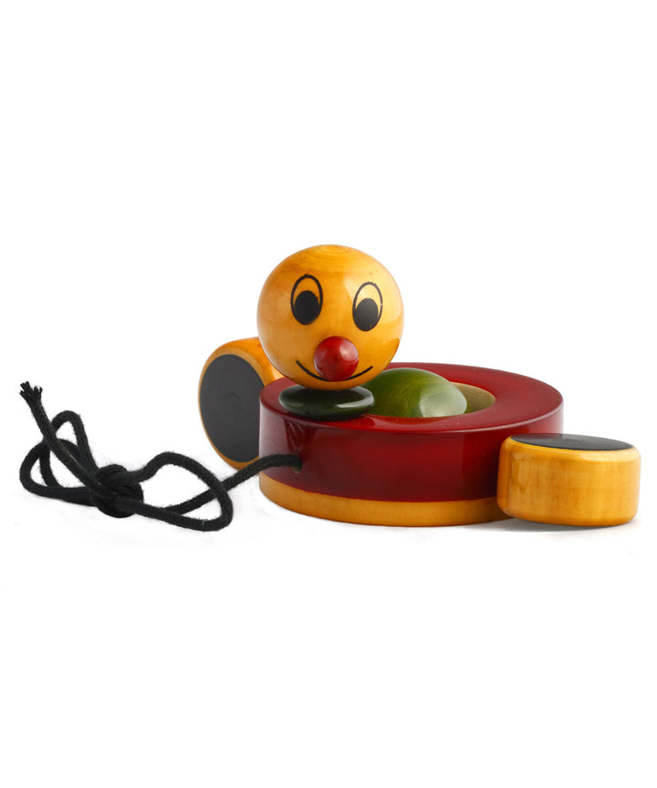 Red yellow wooden channapatna toy