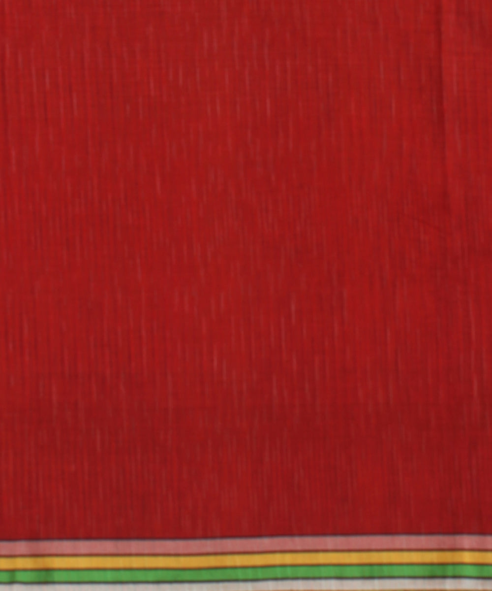 Red striped kala cotton handloom bhujodi saree