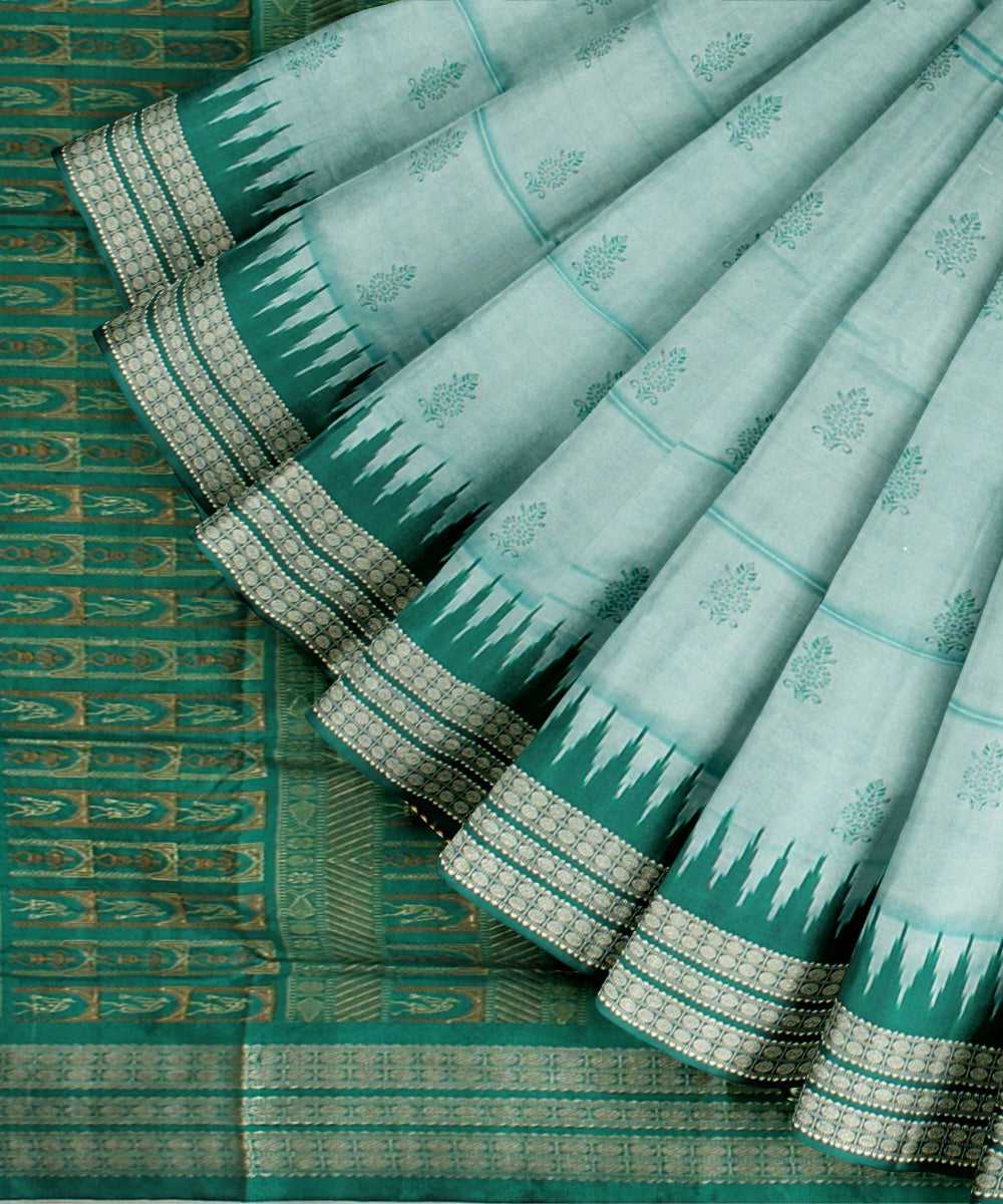 Light green green silk handloom sambalpuri saree