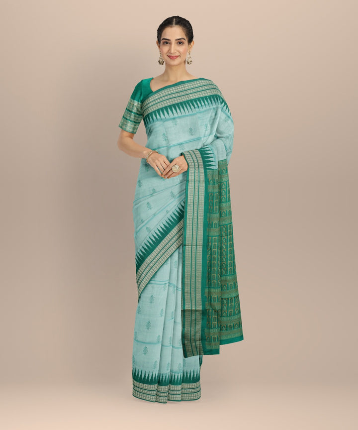 Light green green silk handloom sambalpuri saree