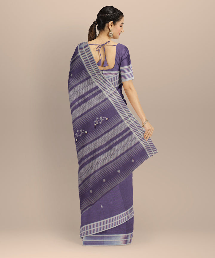 Violet white fine cotton handloom bhujodi saree