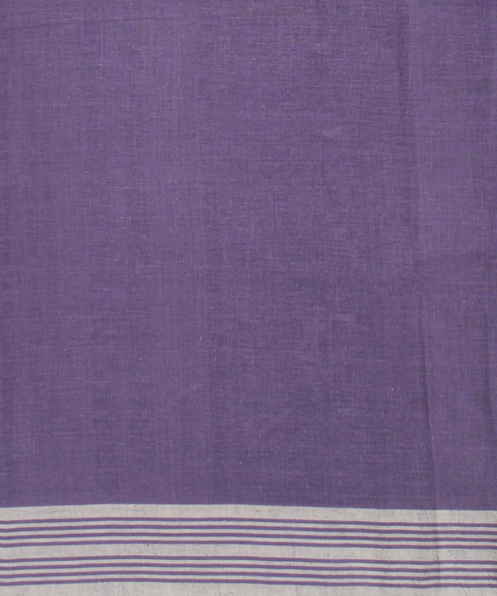Violet white fine cotton handloom bhujodi saree