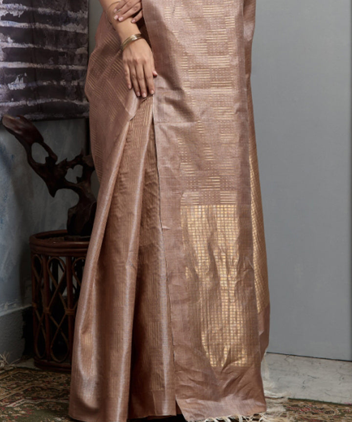 Beige chhatisgarh tussar silk handloom saree