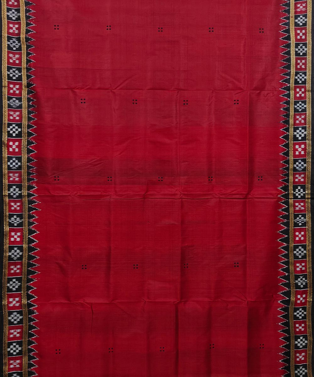 Red multicolor Silk Handwoven Khandua Saree