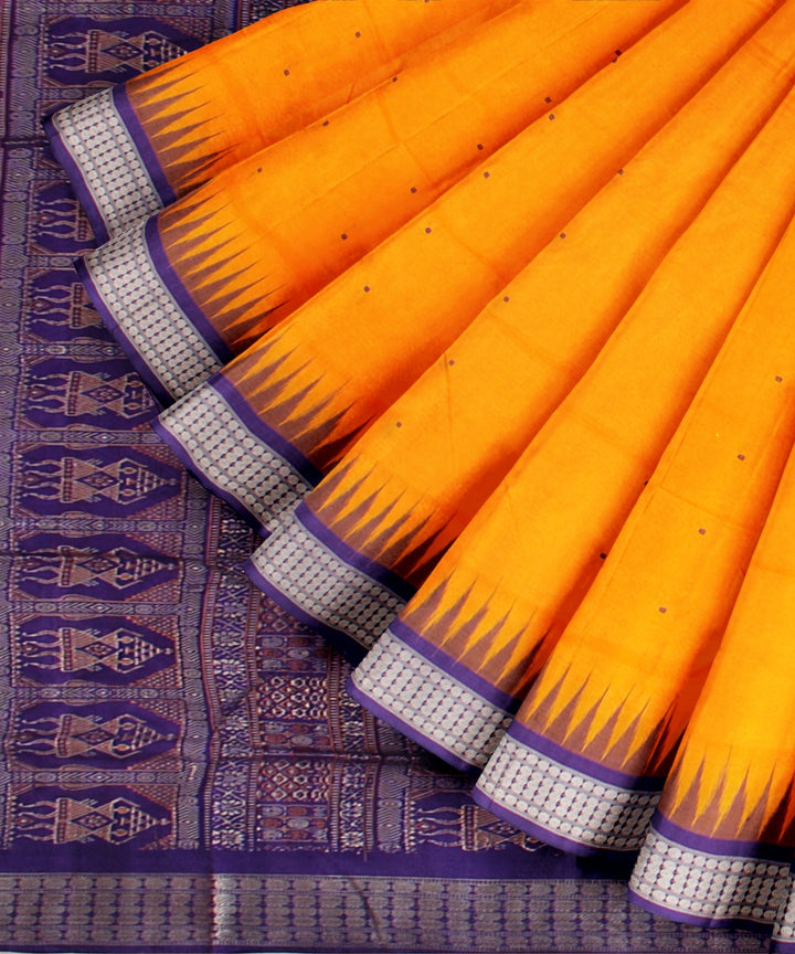 Yellow blue silk handloom bomkai saree