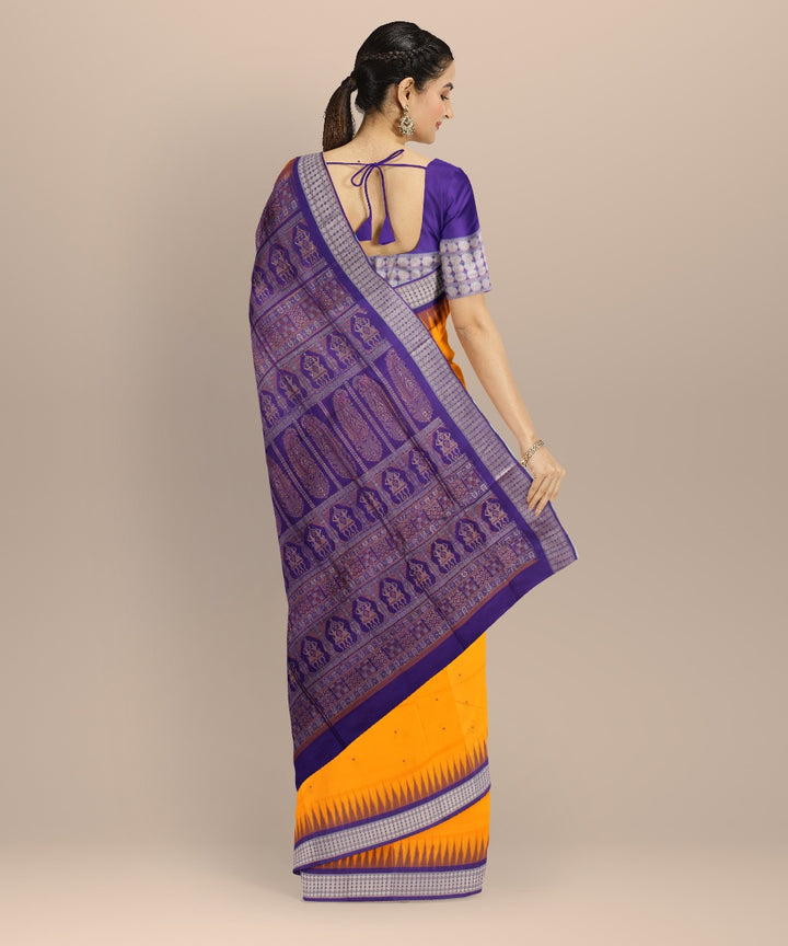 Yellow blue silk handloom bomkai saree