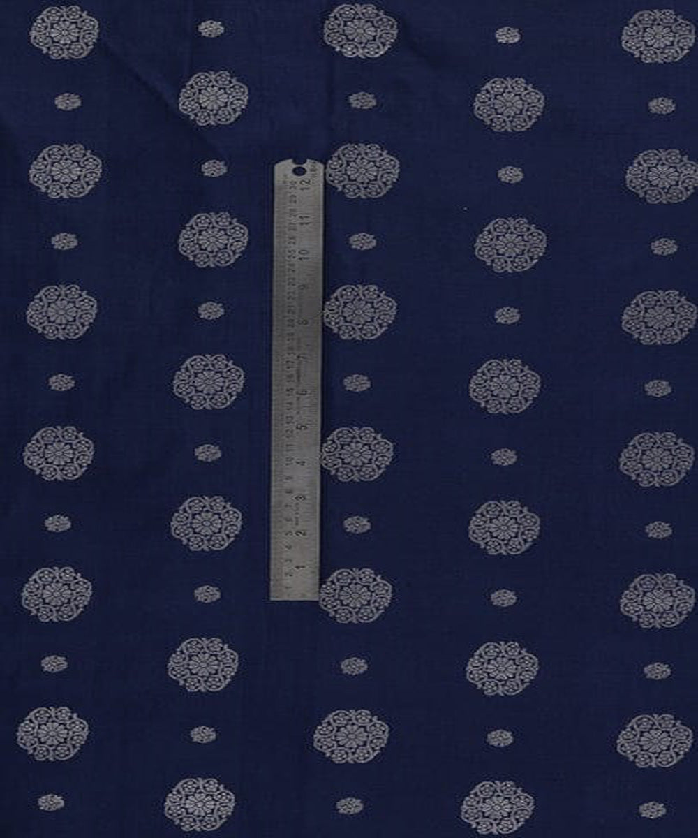 Navy blue handloom banarasi cotton silk fabric