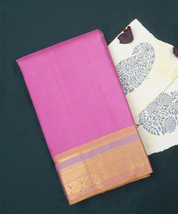 Pink kanjivaram handwoven silk saree