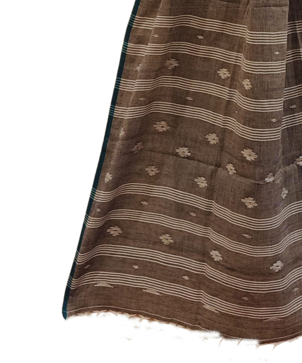 Grey handloom cotton jamdani stole