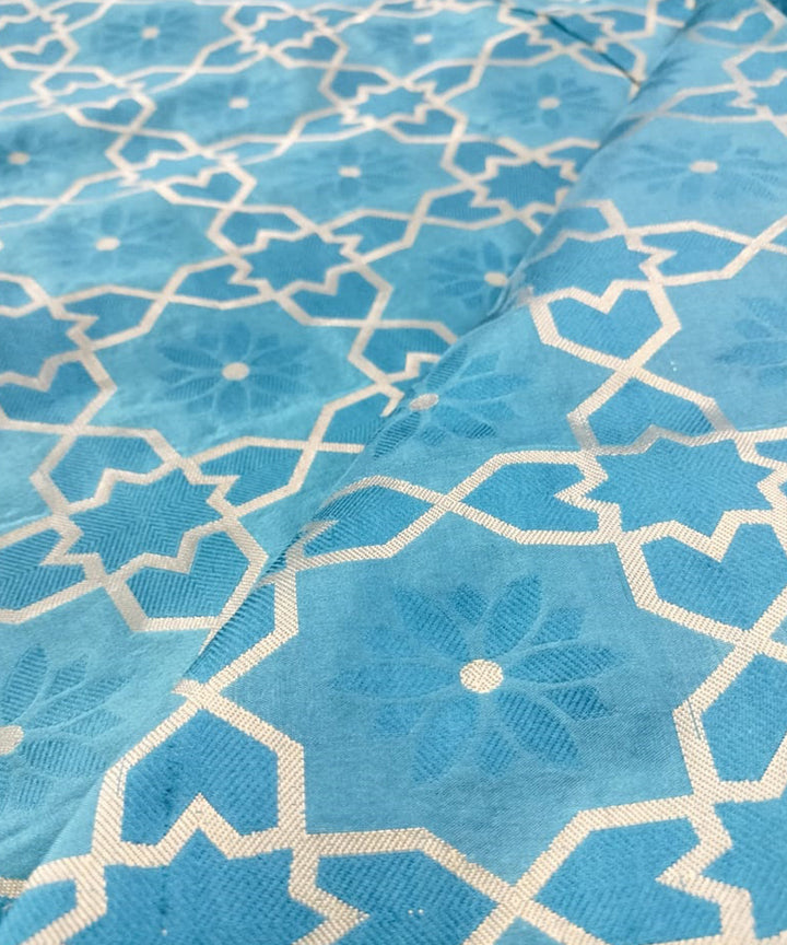 Sky blue handloom banarasi silk fabric