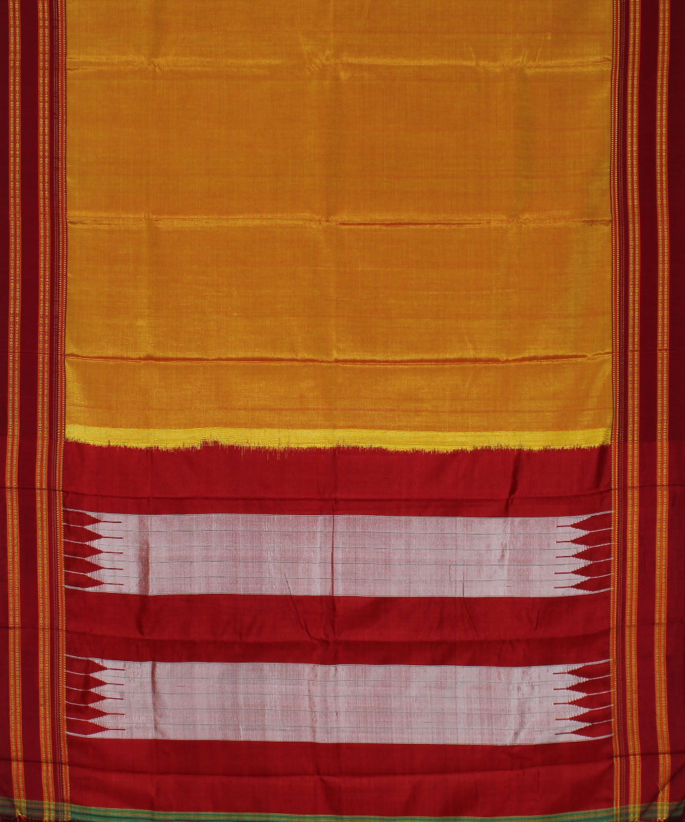 Orange maroon gayatri border cotton art silk handloom ilkal saree