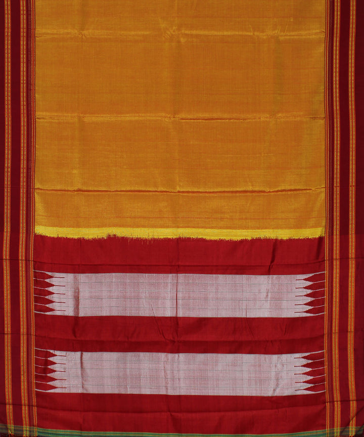 Orange maroon gayatri border cotton art silk handloom ilkal saree