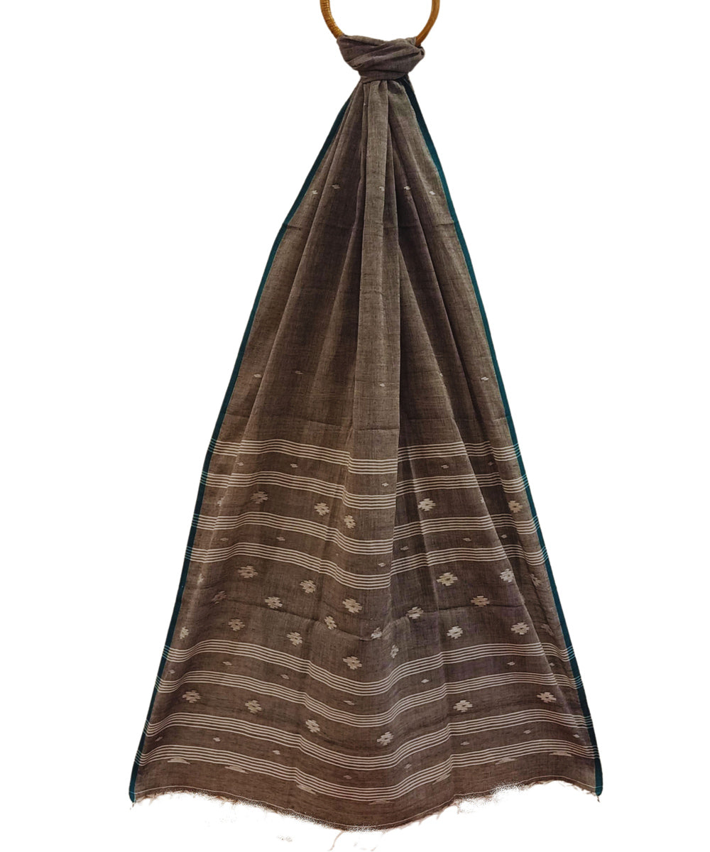 Grey handloom cotton jamdani stole