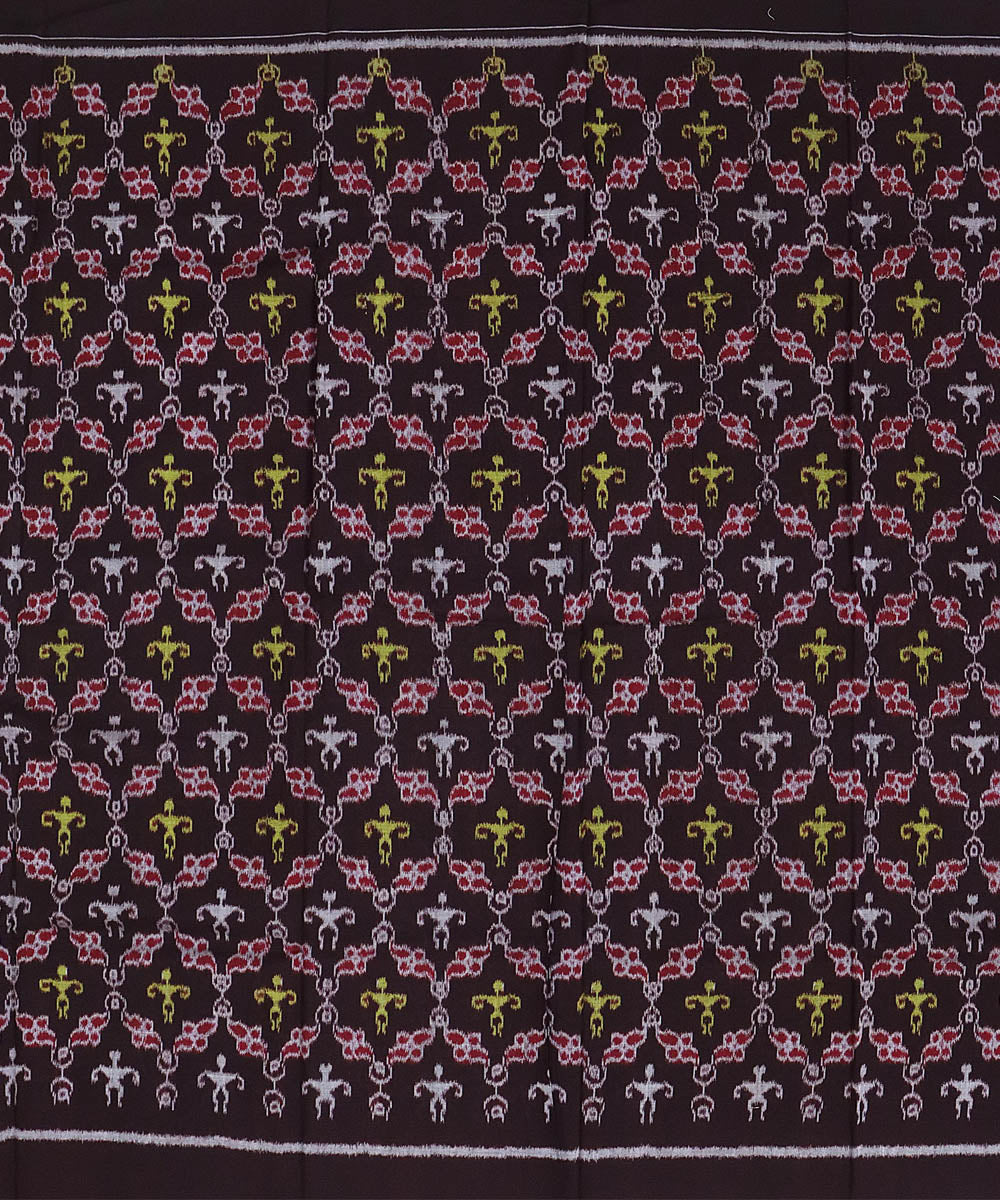 Yellow maroon handwoven cotton sambalpuri dress material