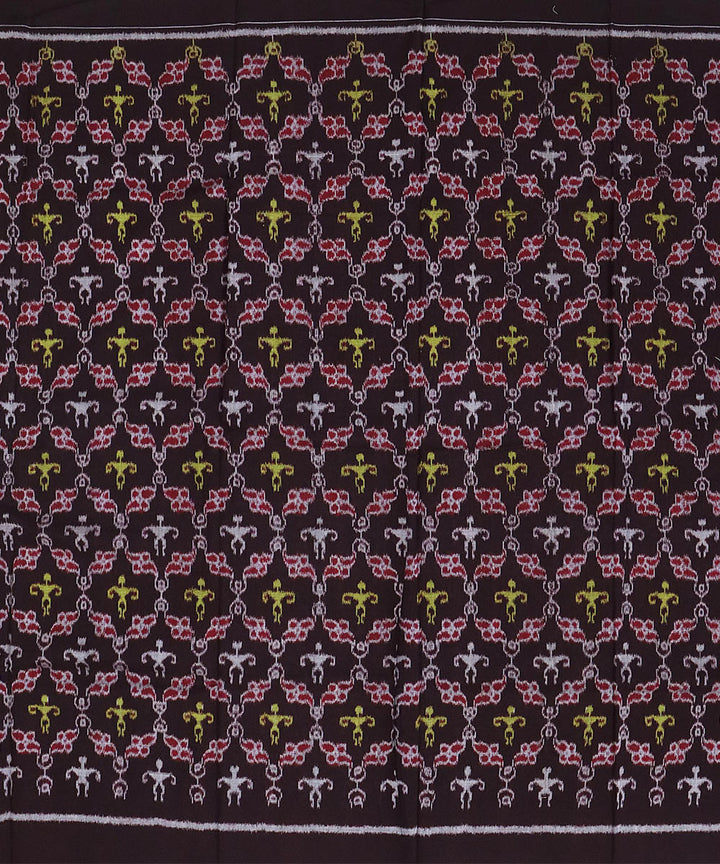 Yellow maroon handwoven cotton sambalpuri dress material