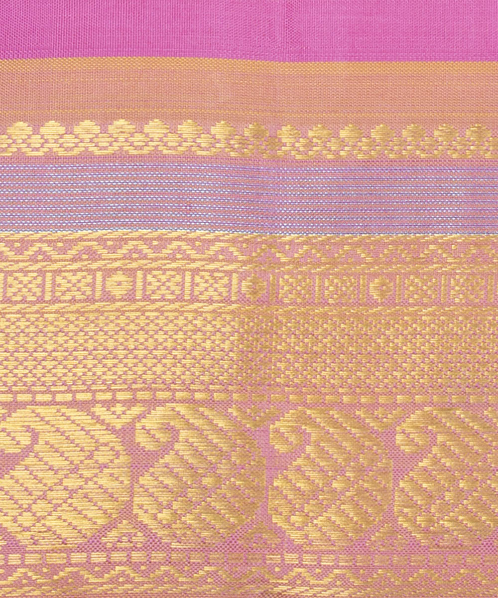 Pink kanjivaram handwoven silk saree