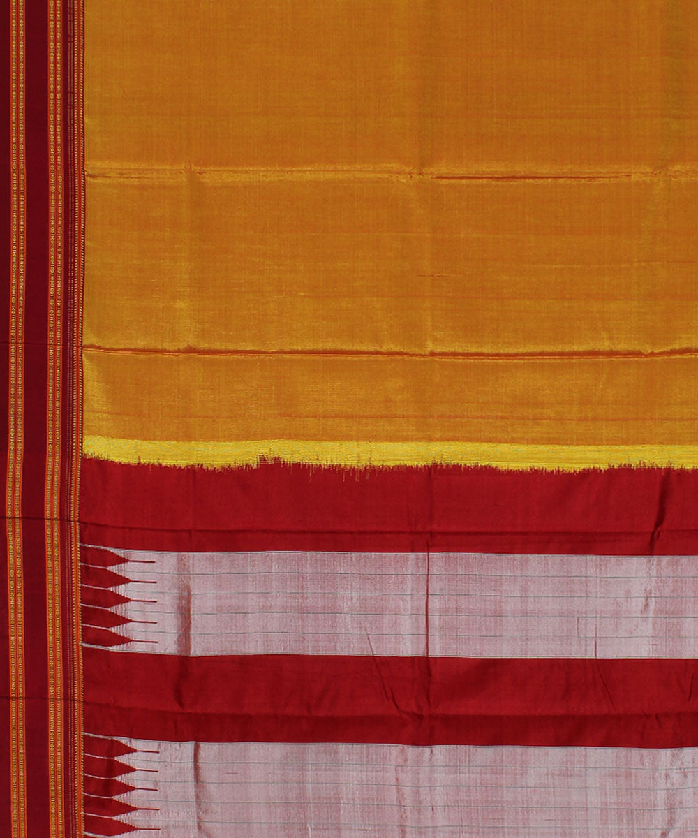 Orange maroon gayatri border cotton art silk handloom ilkal saree