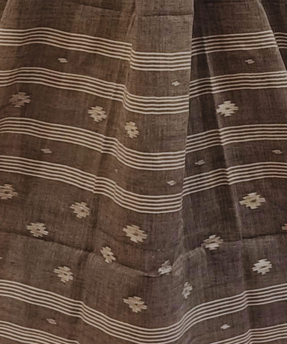 Grey handloom cotton jamdani stole