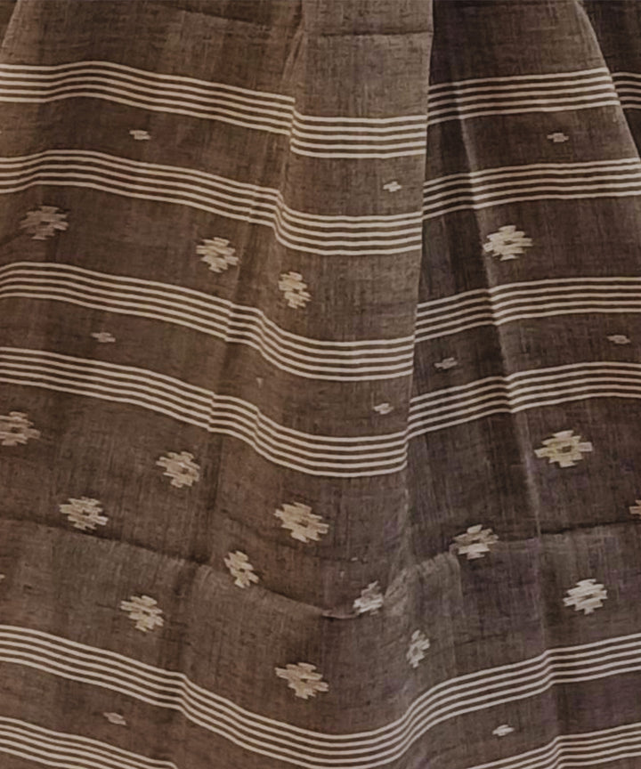 Grey handloom cotton jamdani stole