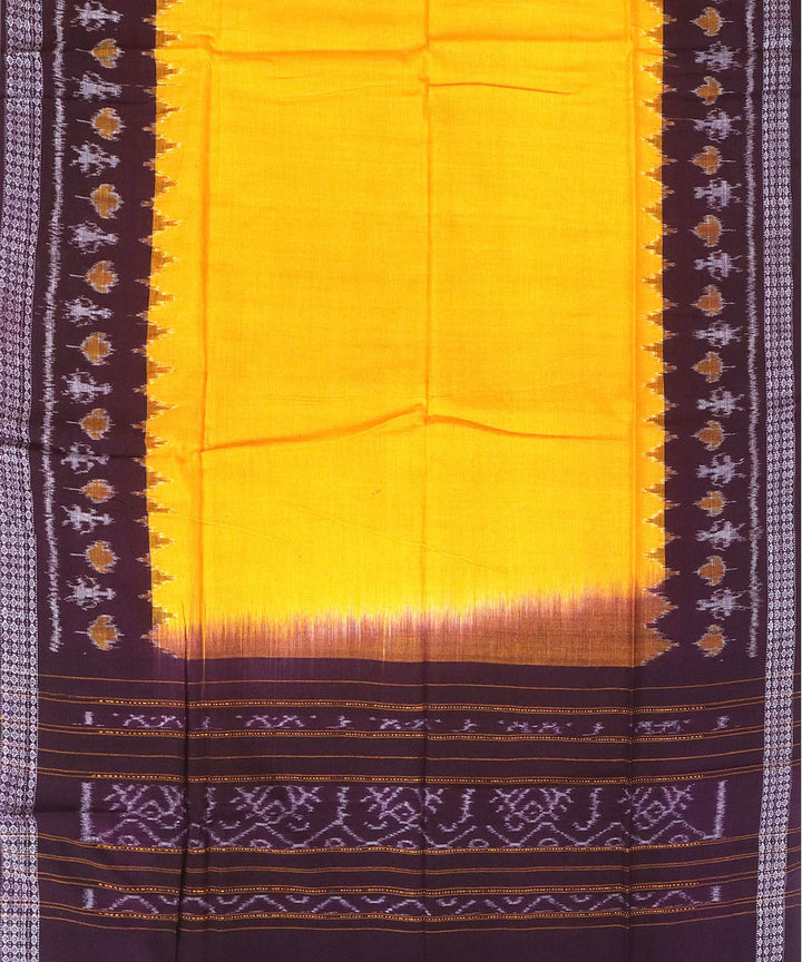 Yellow maroon handwoven cotton sambalpuri dress material