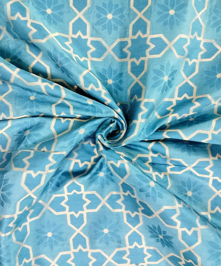 Sky blue handloom banarasi silk fabric