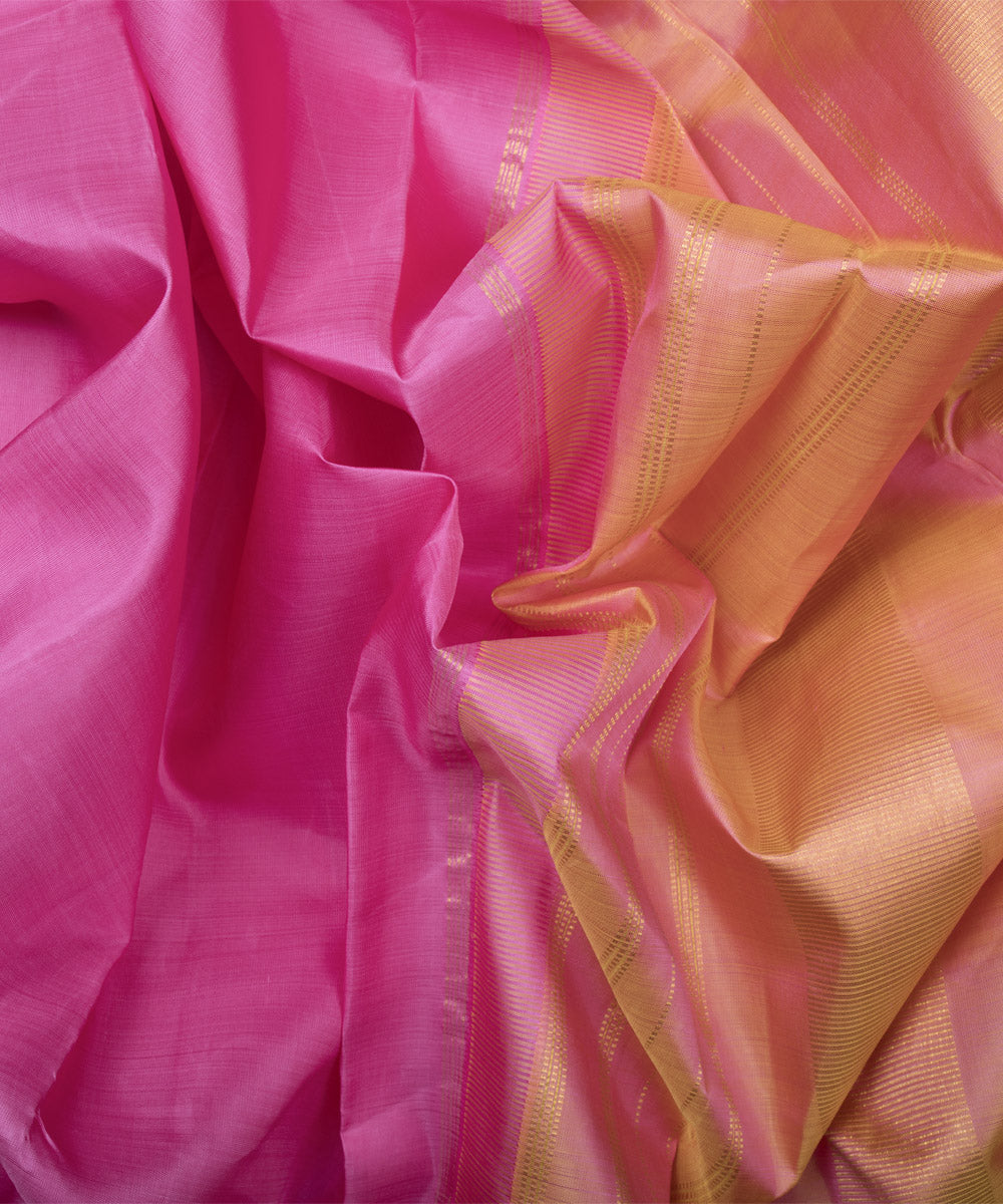 Pink kanjivaram handwoven silk saree