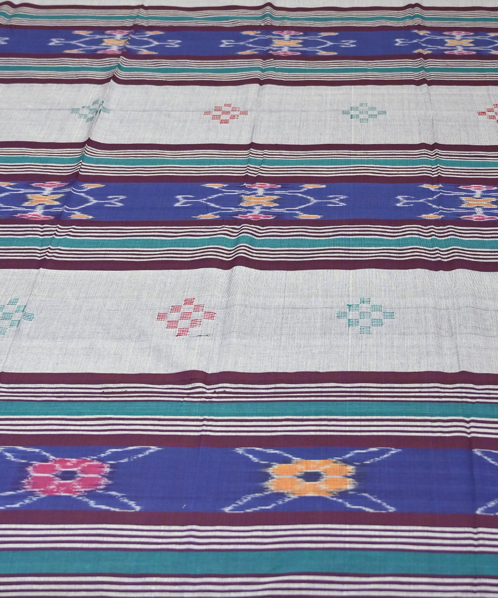 Dark grey multi colour traditional ikat handmade sambalpuri cotton bedsheet