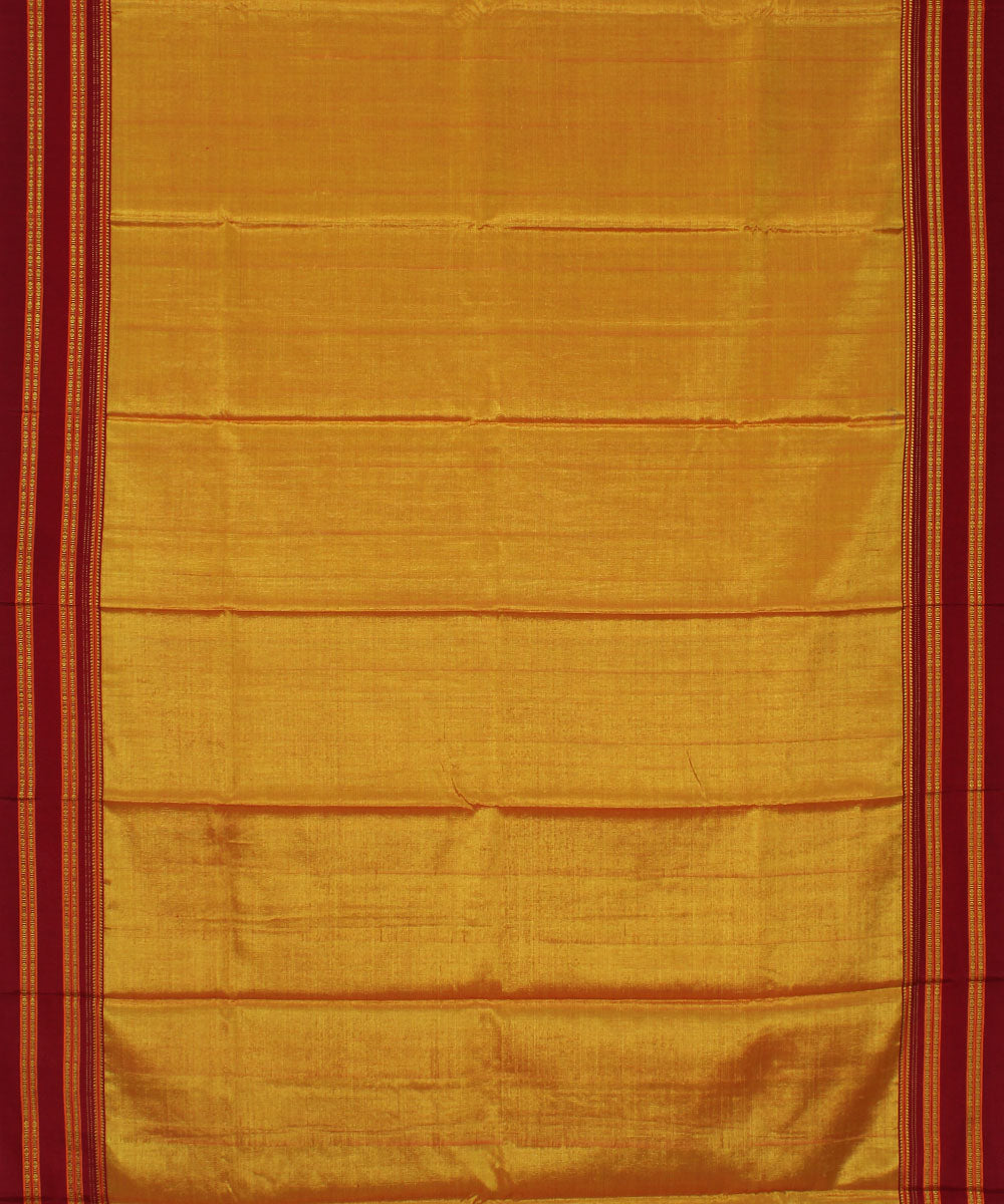 Orange maroon gayatri border cotton art silk handloom ilkal saree