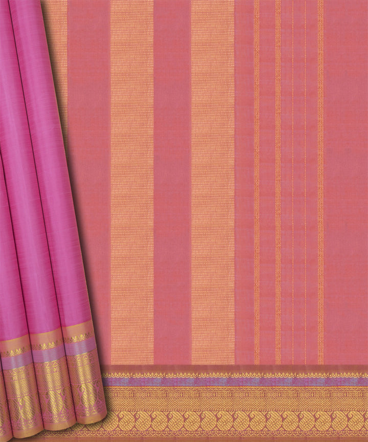 Pink kanjivaram handwoven silk saree