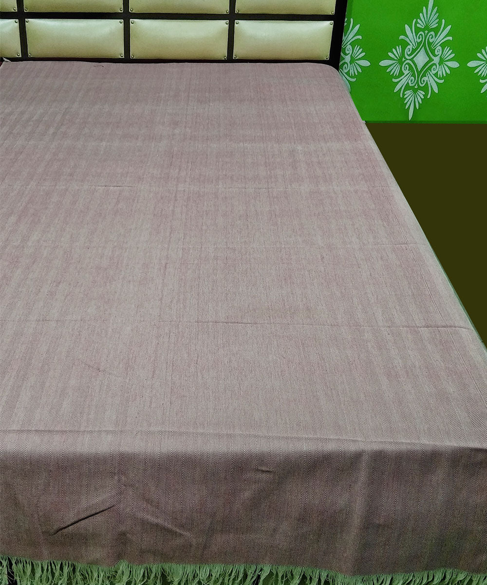 Pink off white handwoven cotton cotton AC blanket
