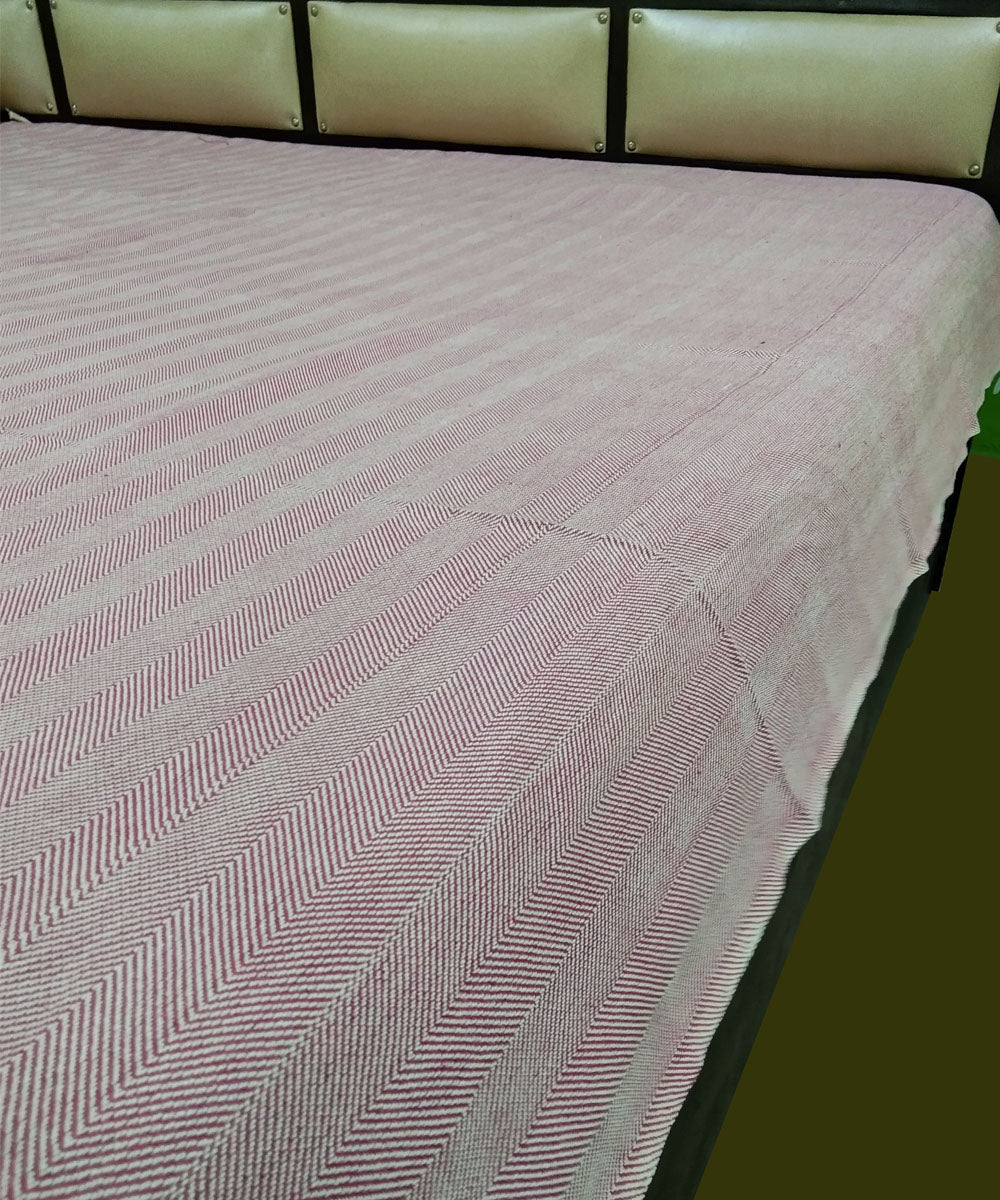 Pink off white handwoven cotton cotton AC blanket