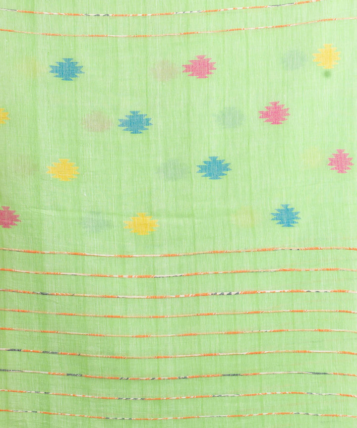 Light green handwoven cotton bengal saree