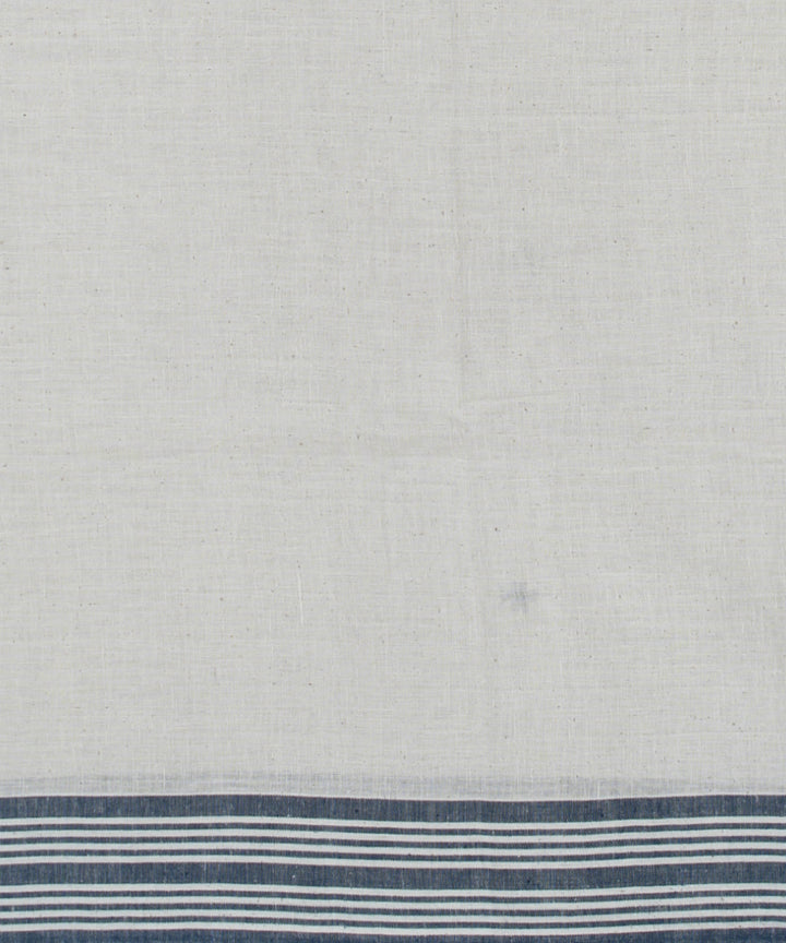 Off white blue fine cotton handloom bhujodi saree