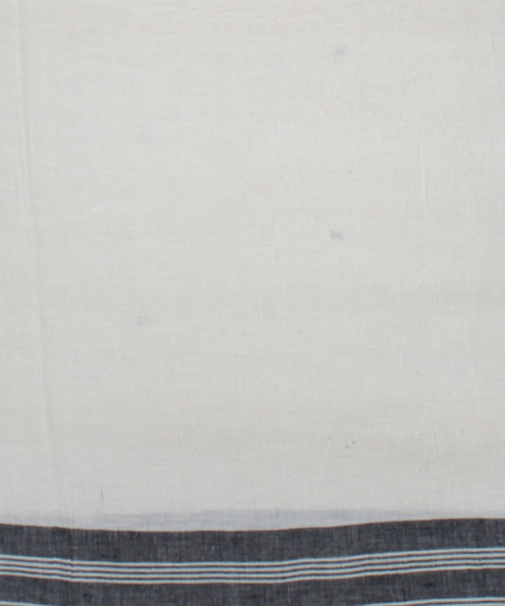 White black fine cotton handloom bhujodi saree