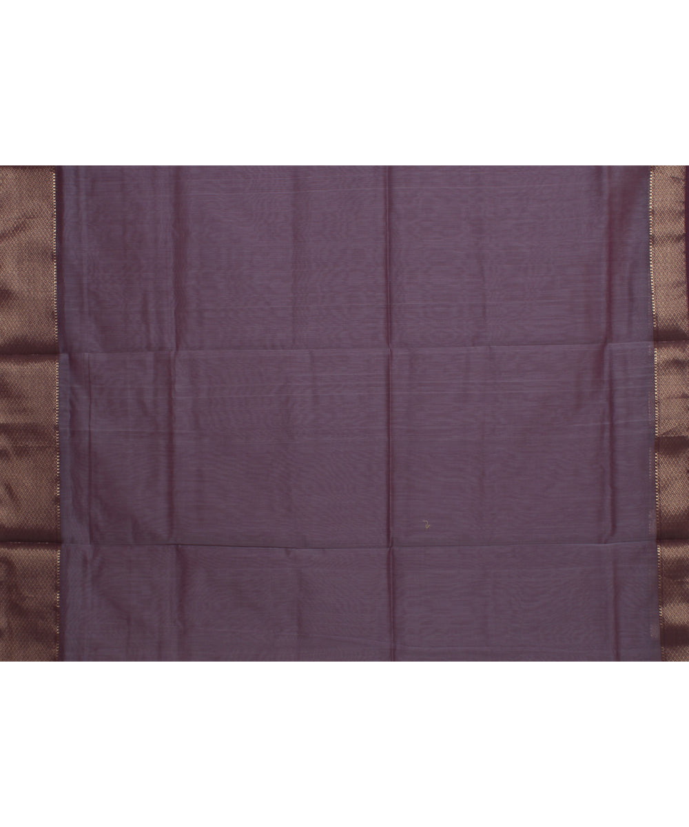 Grey purple handloom cotton silk maheshwari saree