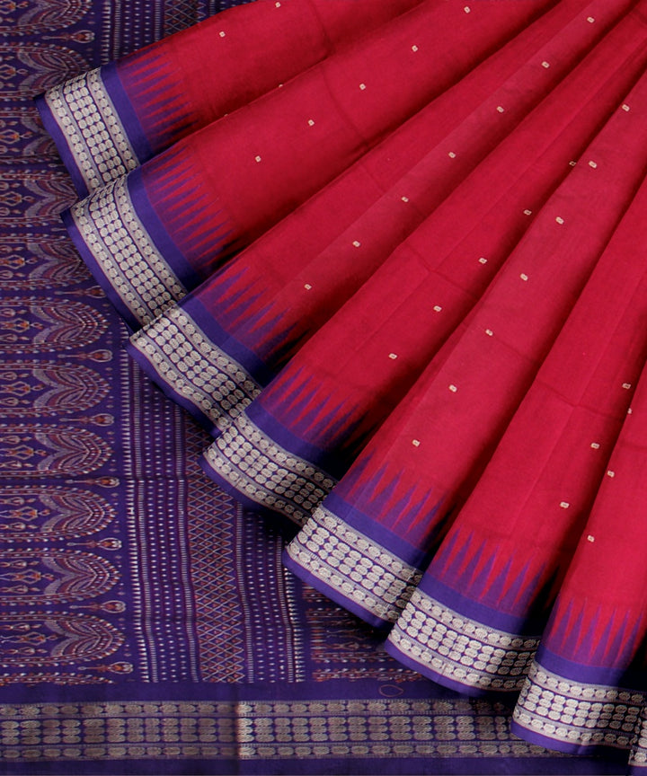 Red blue silk handloom bomkai saree