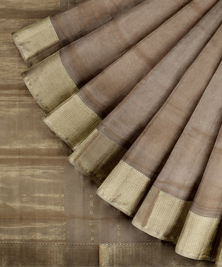 Beige maheshwari cotton silk handloom saree