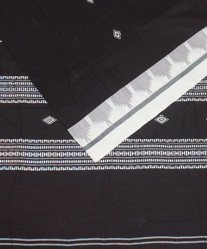 Black offwhite cotton handwoven kotpad saree