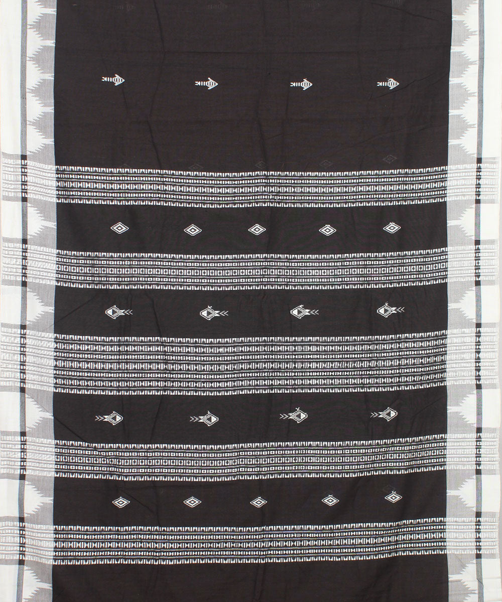 Black offwhite cotton handwoven kotpad saree