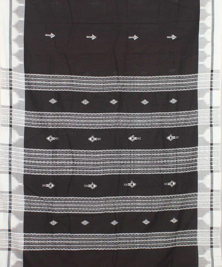 Black offwhite cotton handwoven kotpad saree