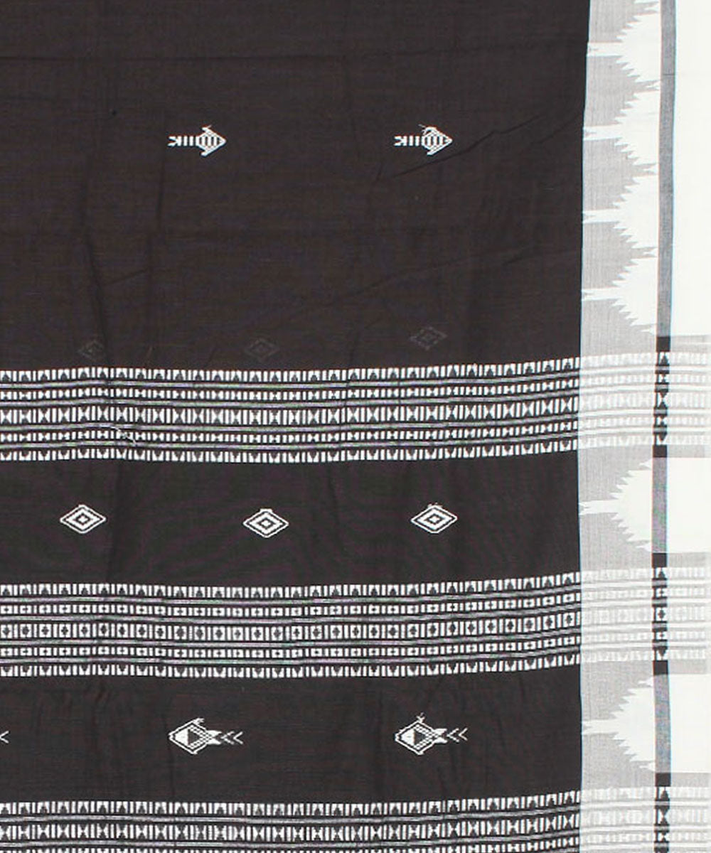 Black offwhite cotton handwoven kotpad saree