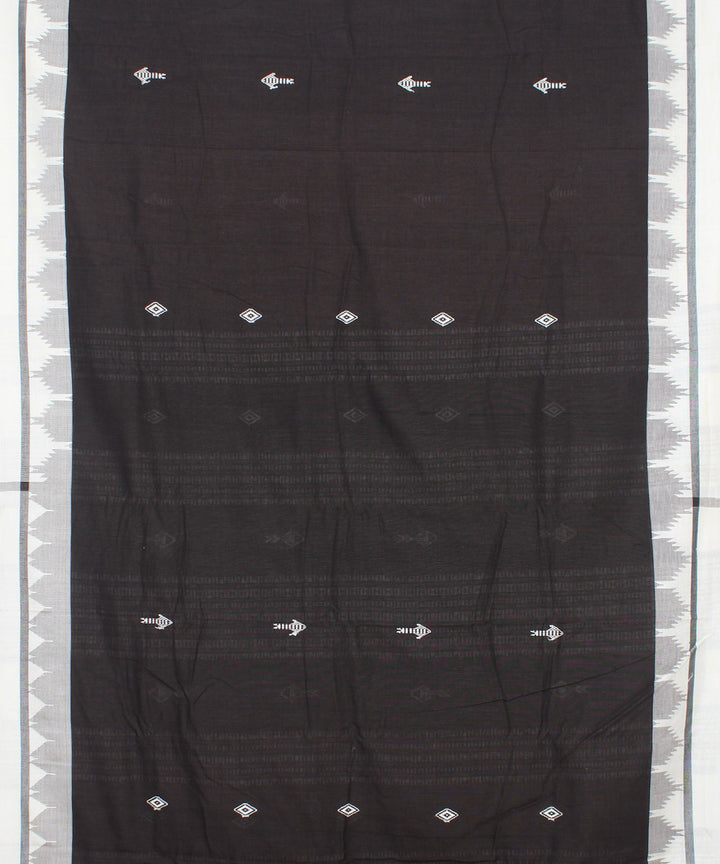 Black offwhite cotton handwoven kotpad saree