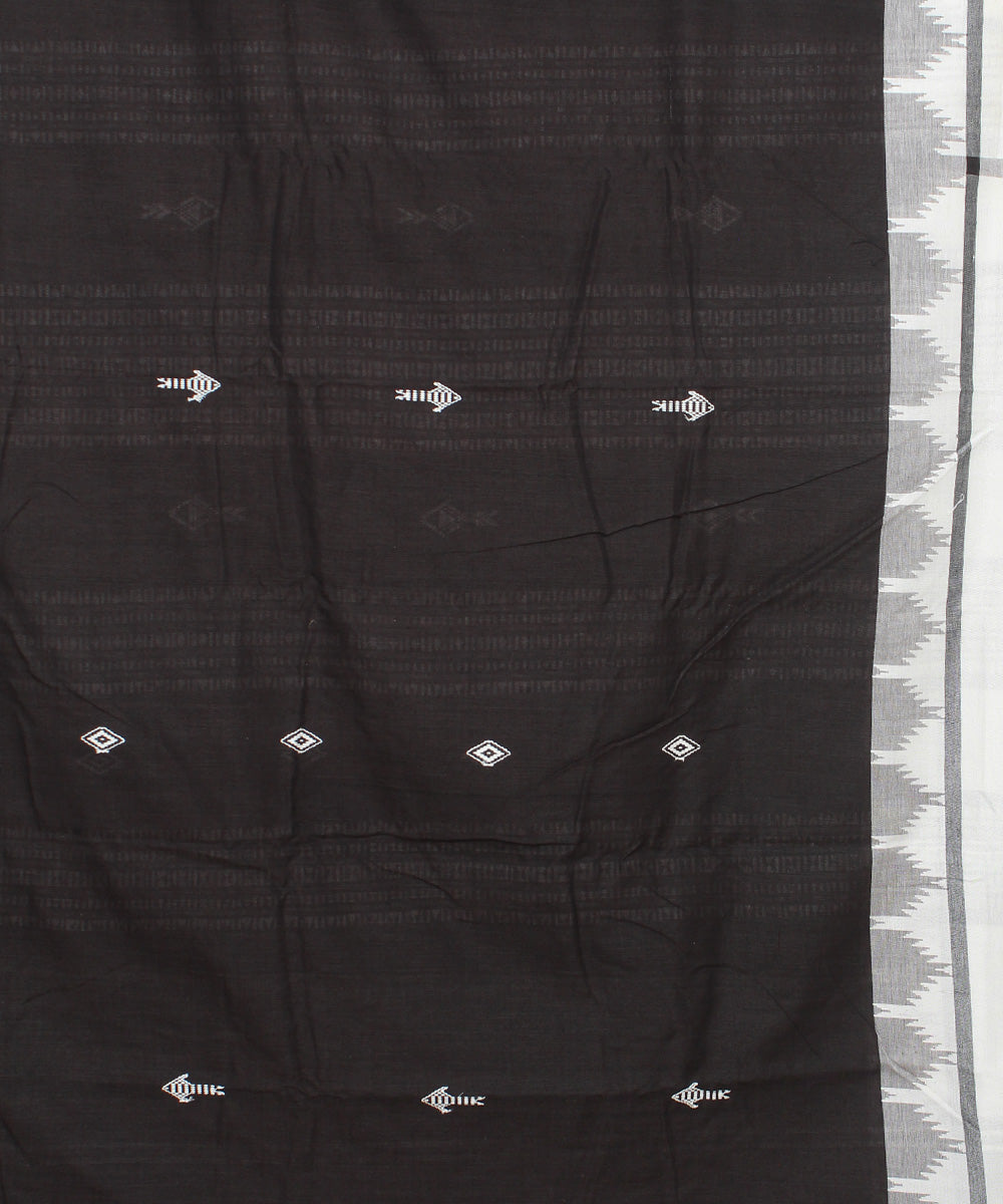 Black offwhite cotton handwoven kotpad saree